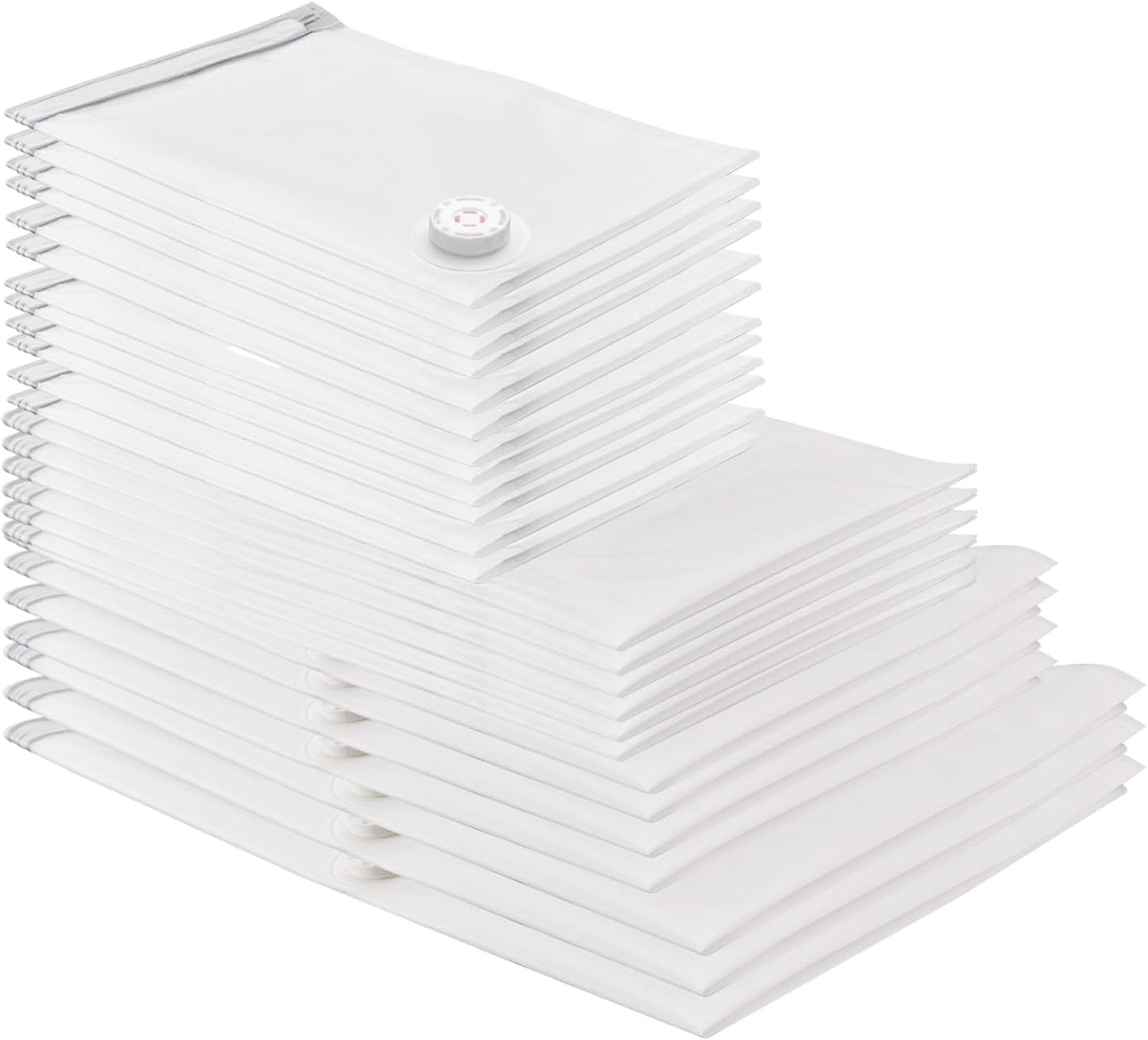 25 Pack Vacuum Storage Bags, Vacuum Sealed Storage Bags (3Jumbo/4Large/6Medium/6Small/6Roll), Space Saver Bag for Clothes, Blanket, Duvets, Pillows, Bedding,Comforters, Travel (Air Pump Not Included)