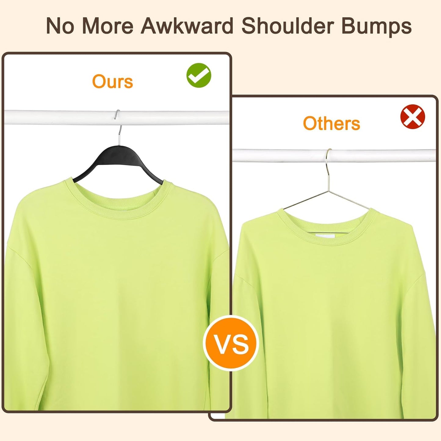 TOPIA HANGER Slim Wooden Hangers with Extra Soft Non-Slip Rubber Grips, 30-Pack High-Grade Fashion Hanger No Shoulder Bump for Sweater, Camisole, Jacket, Dress, Coat (Black)-CT15B30