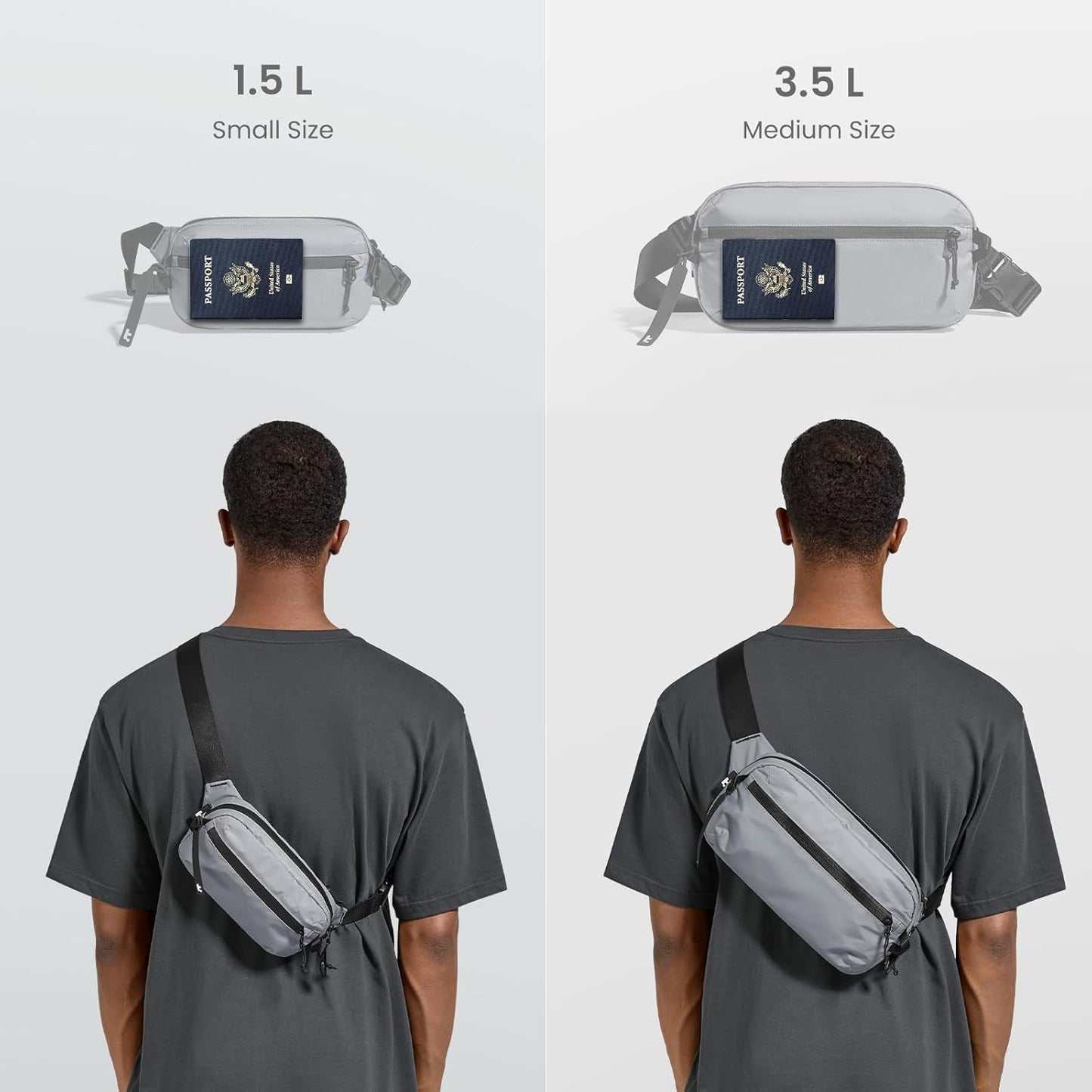 tomtoc 3.5L Sling Bag with RFID Blocking, Crossbody Bag Chest Shoulder Pack for Men and Women, Water-resistant Lightweight Casual Waist Fanny Pack for Travel/Daily Use