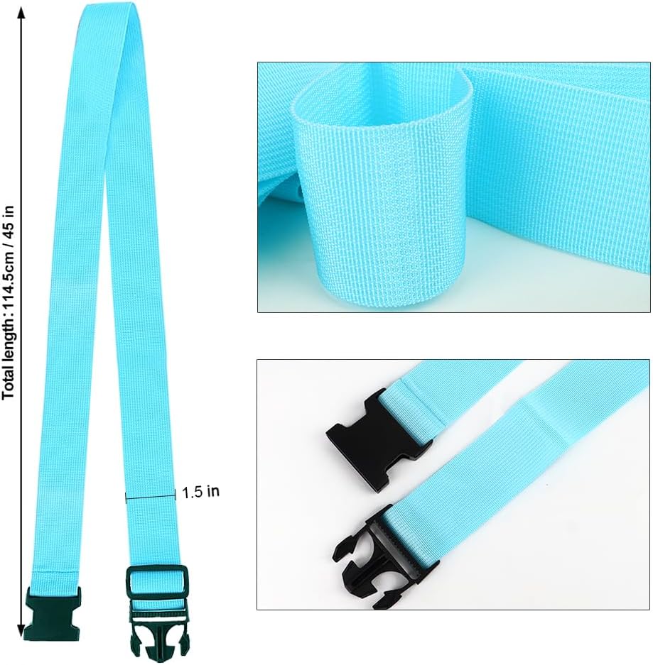 2Pack Luggage Straps for Suitcases, Travel Connector for Carry On Bag, Add Bag to Connect Two Suitcases, Adjustable Belt Attachment Accessories for Connect Your 3 Luggages, Light Blue