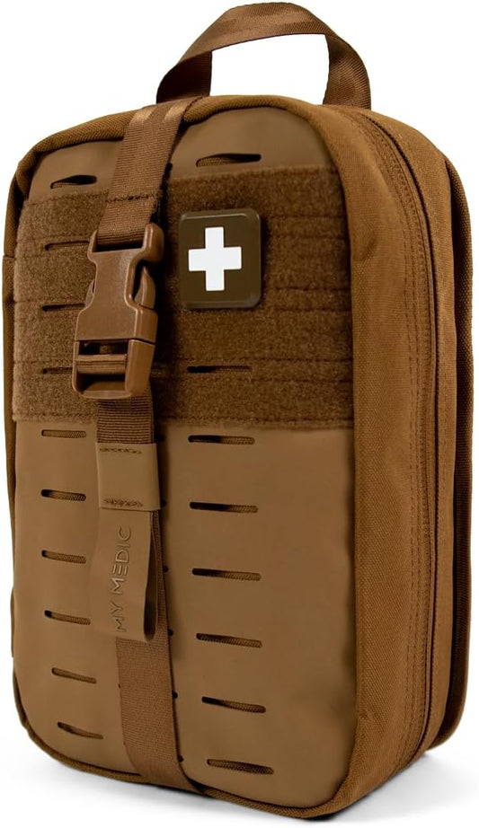 MY MEDIC MyFAK Standard - Ifak First Aid Kit - HSA FSA - 132 Life Saving Trauma and Medical Items - Survival Kit for Camping or Your Car - Coyote