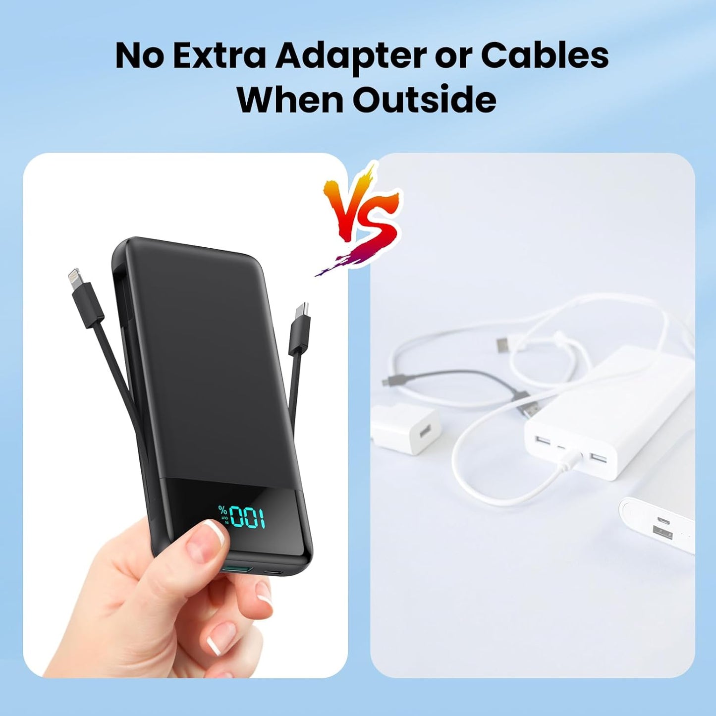 Portable Charger for iPhone with Built in Cables and Wall Plug,Upgraded 13800mAh Fast Charging USB C Power Bank,4 Outputs Travel Essential Battery Pack Compatible with iPhone 16/15/14,Samsung,Android