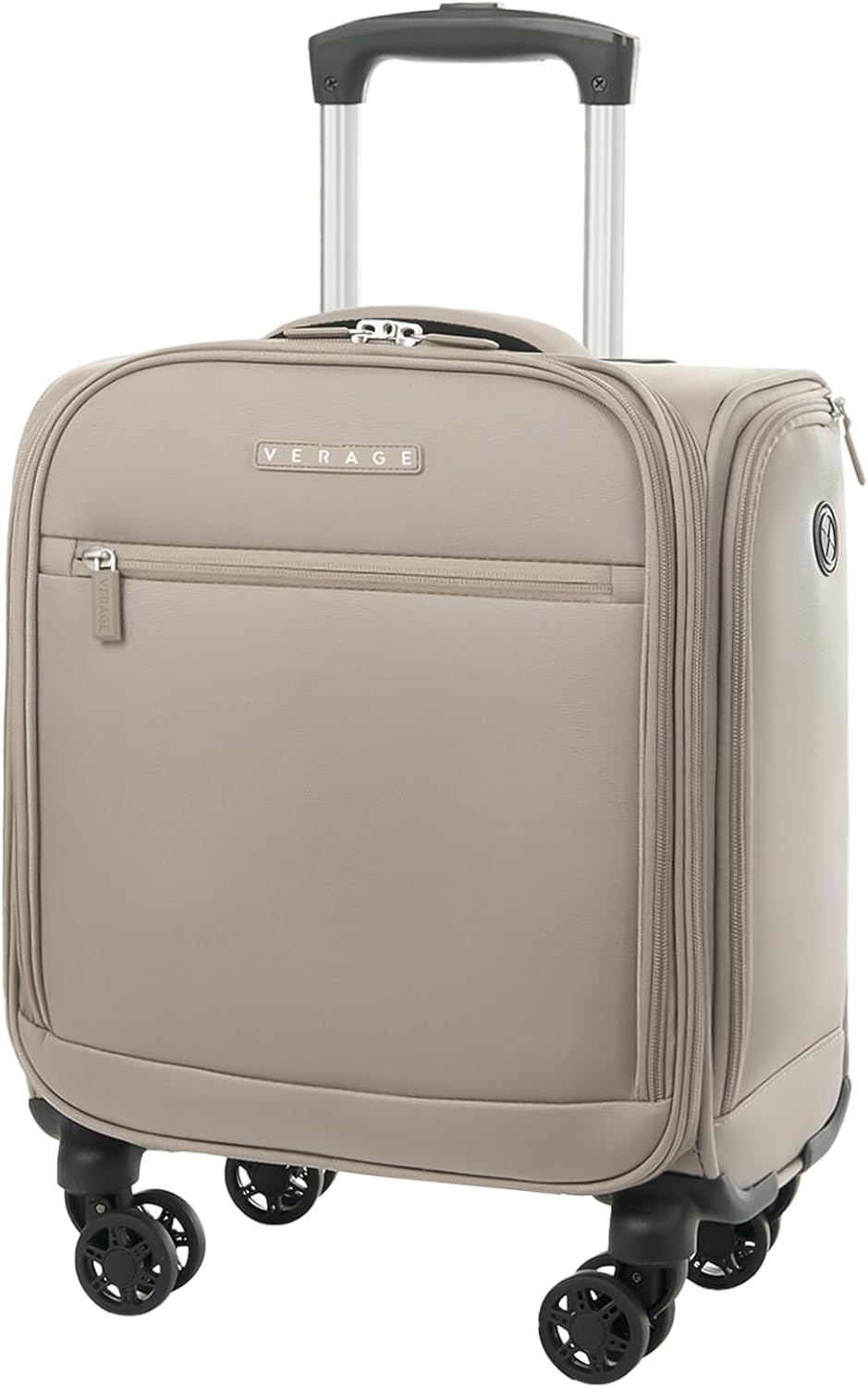 Verage Underseat Carry On Luggage with Wheels, 14.5-Inch Spinner Small Suitcase, Softside Lightweight Travel Bag for Men and Women, Airplane Carry On Bag, Pebble Gary