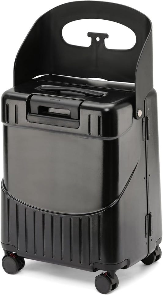 20 Inch Carry On TSA Lock Luggage for Kids& Adult,Lockable Spinner Wheels Free Luggage Cover and Safety Seatbelt Travel Suitcase(Carry-On TSA Luggage with Child Seat Black)