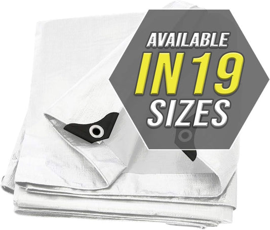 Large Waterproof Tarp - Heavy Duty 20 Mil Thick Poly Tarpaulin Ideal for Canopy Tents, Boats, RV or Pool Covers - Multipurpose Protective Tarps with Grommets for Indoor and Outdoor Use | 20' x 40'