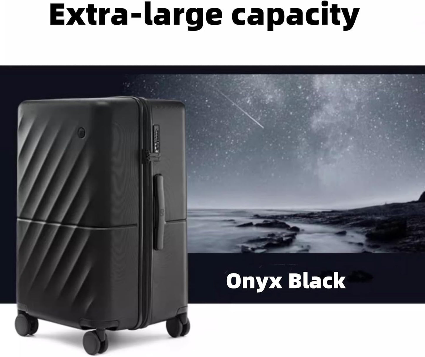 NINETYGO Trunk Luggage 24 Inch, Medium Checked Luggage with Double Spinner Wheels, Anti-Burst Zipper, Hard Case PC Suitcase, Lightweight Travel Luggage, TSA Approved (Onyx Black, Hudson)