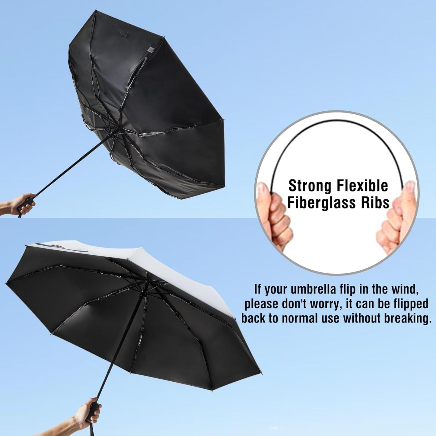 G4Free UPF 50+ UV Protection Large Travel Umbrella 42/46 Inch Auto Open Close Windproof Sun Blocking Umbrella