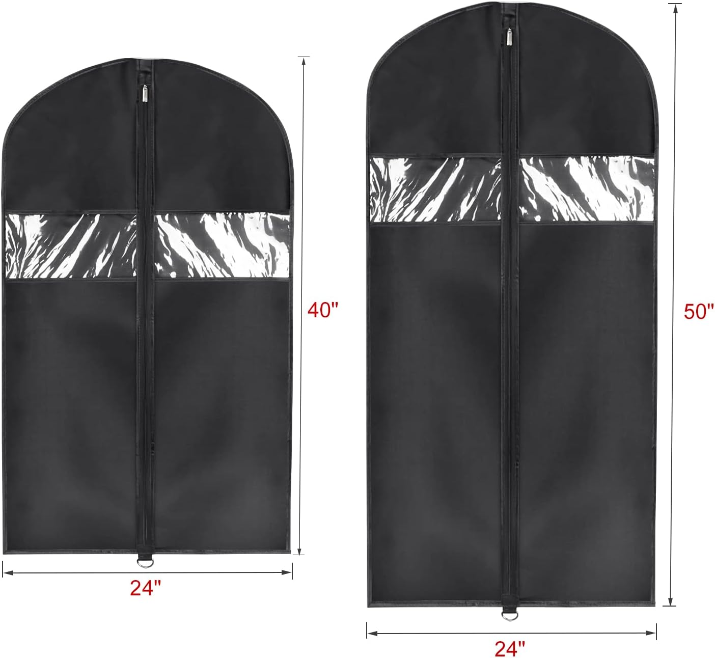 Univivi Hanging Garment Bags Suit Bag for Storage and Travel 40/50 inch,(Set of 6), Washable Suit Cover for T-Shirt, Jacket, Suits, Dresses, Coats, [Upgraded Version]