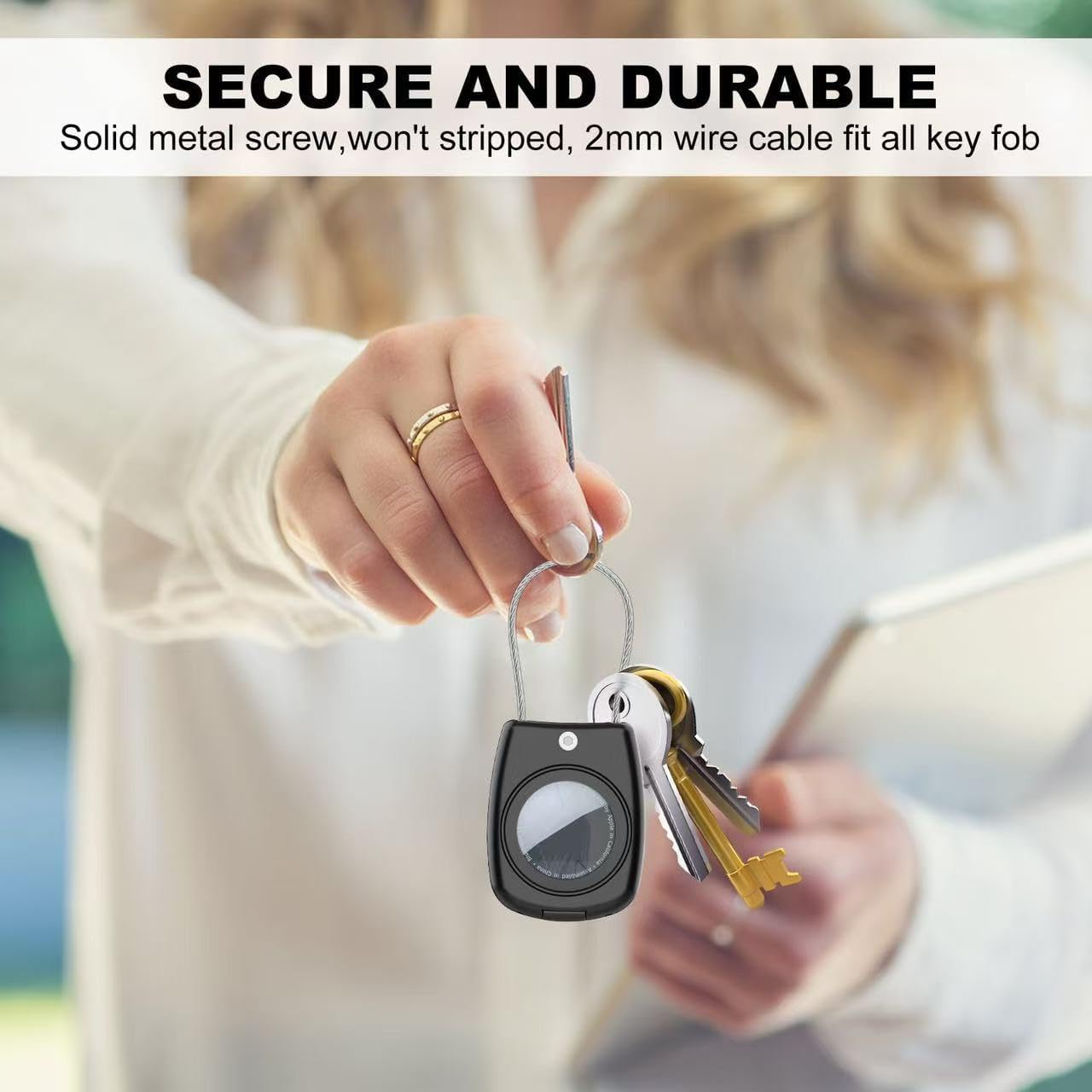 IPX8 Waterproof Airtag Holder Air Tag Case with Keychain, 4-Pack AirTags All-Round Protect Case for Apple Tag Tracker, Air Tags Holder for Luggage, Key, Pet, Backpack, 4 Black