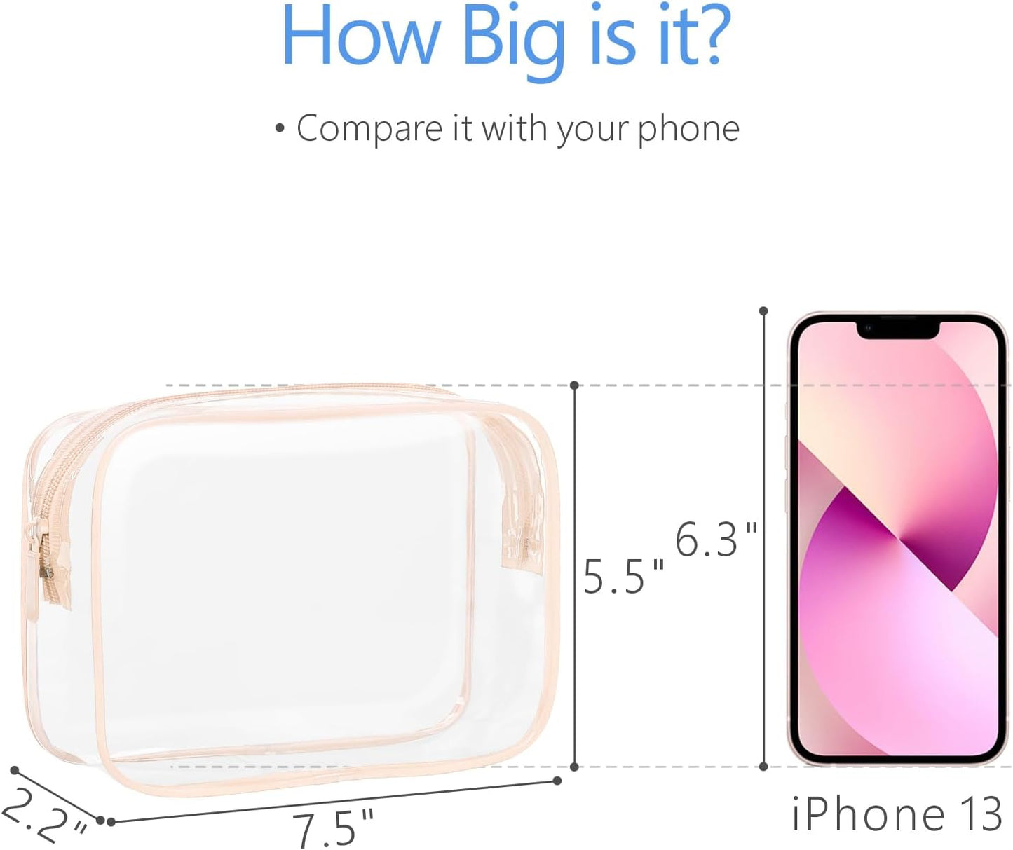 PACKISM TSA Approved Toiletry Bag - 4 Pack Upgrade Color-Edged Clear Makeup Bag, Clear Toiletry Bag For Traveling Fits Various Storage Needs, Pink