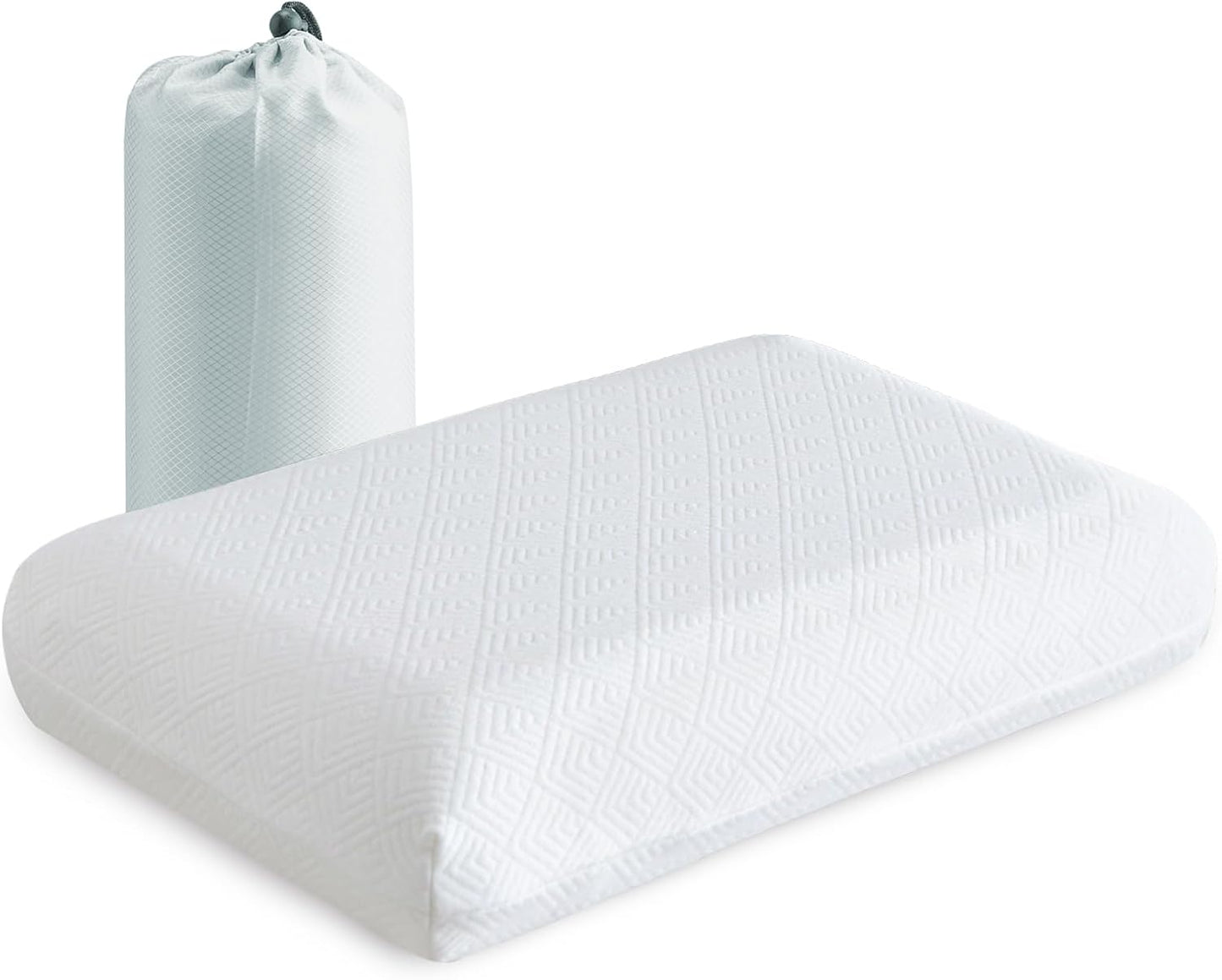 YOUR MOON Memory Foam Travel Pillow, Pure Cotton Cover, Compressible Camping Pillow for Sleeping, Portable Backpacking Support Pillows for Hiking, Car & Airplane (White)