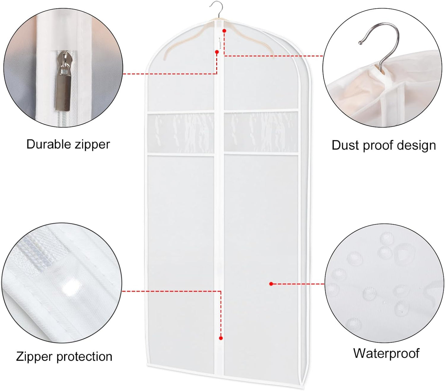 Zilink Clear Suit Coat Bags for Storage 50-inch Dress Bags for Hanging Clothes with 3" Gusset Suit Cover Bag for Coat, Dress Closet Storage