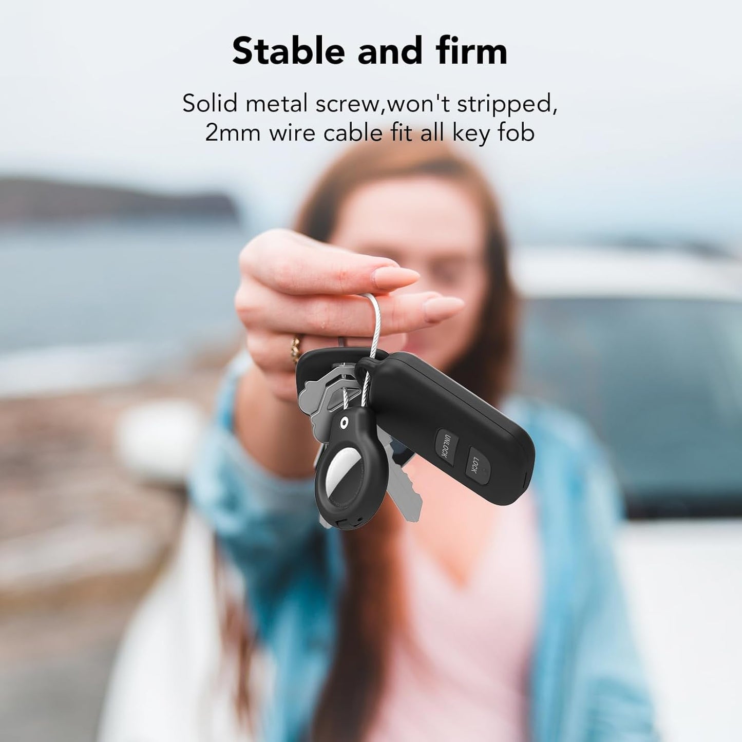 for AirTag Holder Case with Keychain, Air Tags-2 Pack for Apple Air Tag Holder with Wire Cable Lock Key Ring Chain Air Tagholder Accessories for GPS Item Tracker Kids,Keys,Luggage