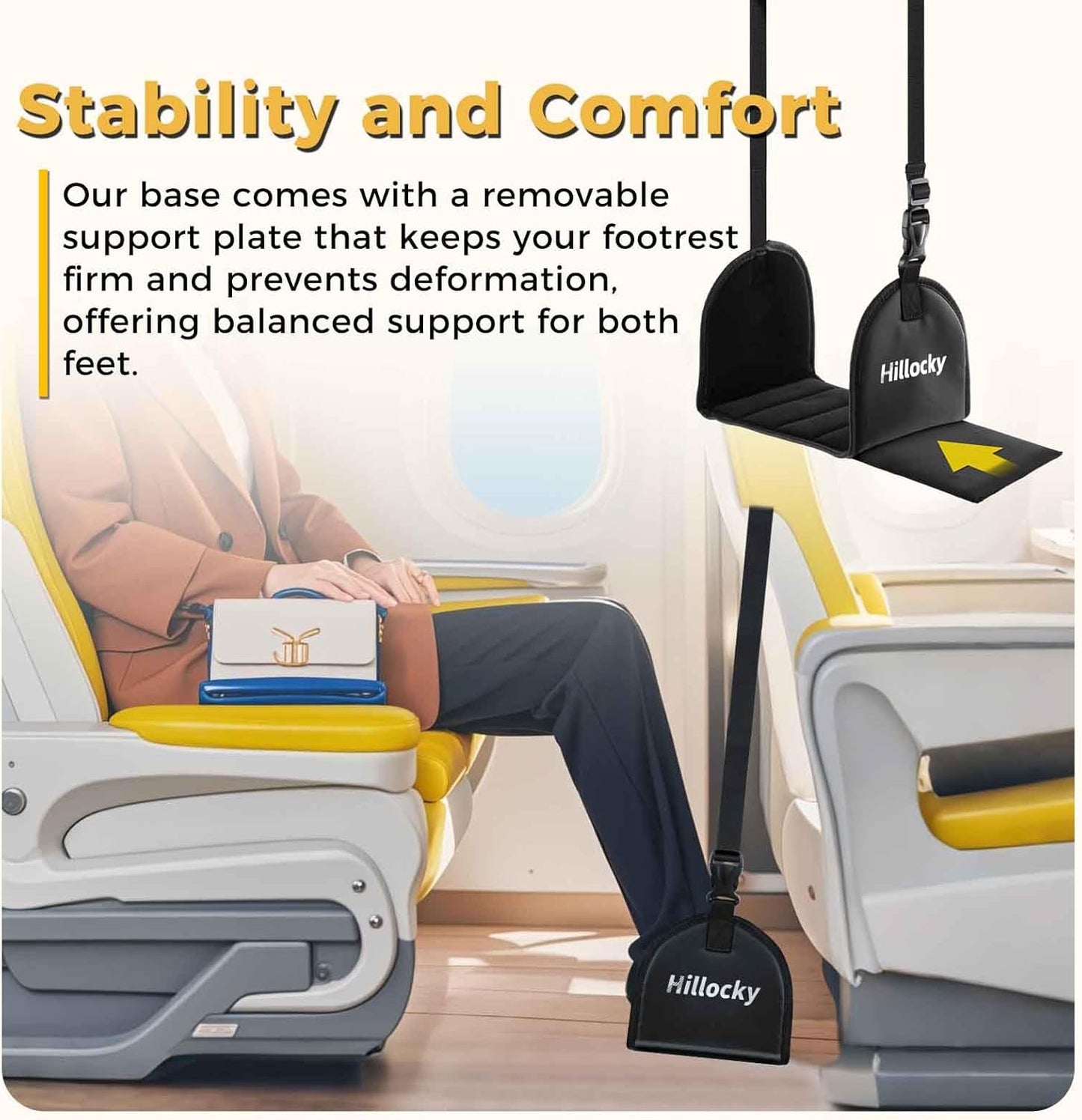 2 Pack - Foot Hammock for Plane Travel, Portable Airplane Foot Hammock with Memory Foam and Hardboard, Airplane Travel Essentials