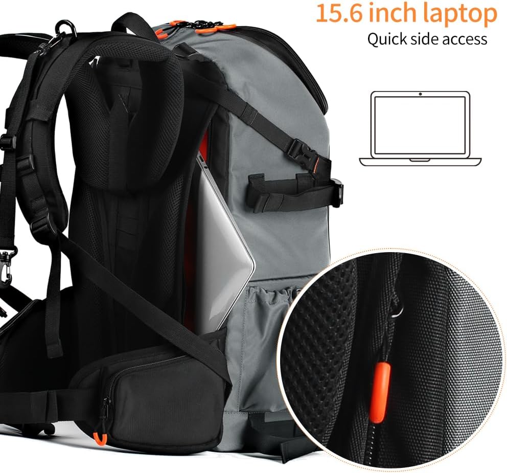 K&F Concept Camera Bag EVA Waterproof 2 in 1Camera Backpack Shoulder Bag 32L Large Capacity with Rain Cover Storage for 15.6" Laptop for Photography