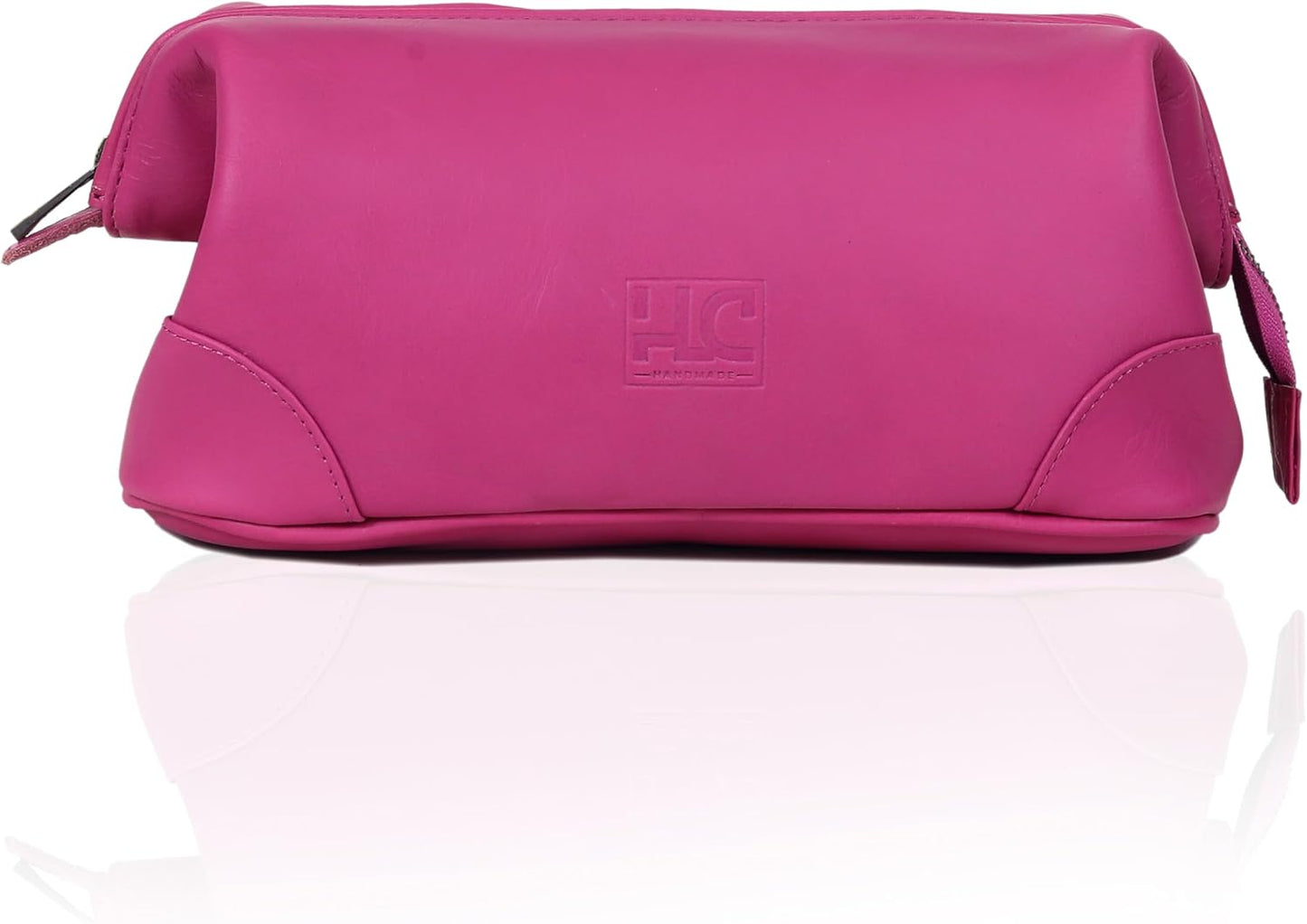 HLC Leather Toiletry Bag for Men - Best Gift for Men - Premium Genuine Leather Dopp Kit Shaving Kit Organizer Travel Kit Pouch Bag for Men - Large Size (pink)