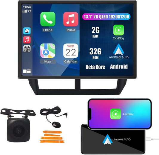 Kunfine CarPlay Android Auto Navigation Stereo GPS Radio Reverse Camera Display 13.1" QLED Touchscreen Headunit Tablet Pad Media Player for Subaru Forester 2007-2013, if Applicable Octa Core 2G+32G