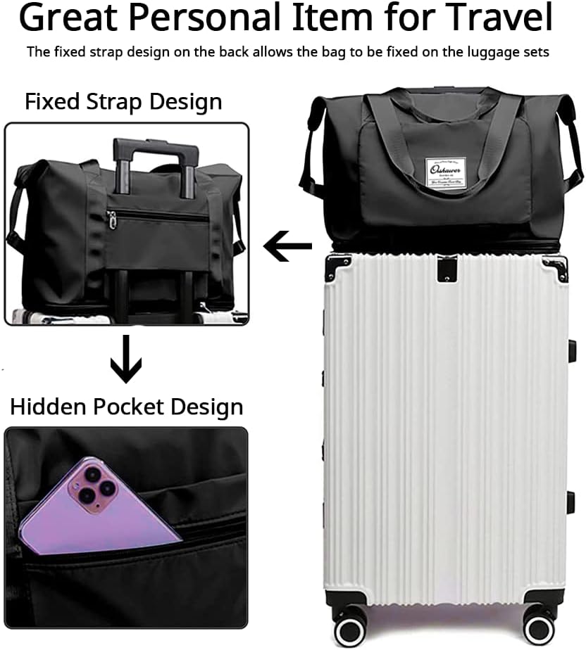 Large Capacity Foldable Travel Bag Expandable Portable Carry on Bag Dry&Wet Separation Sports Duffel Bags