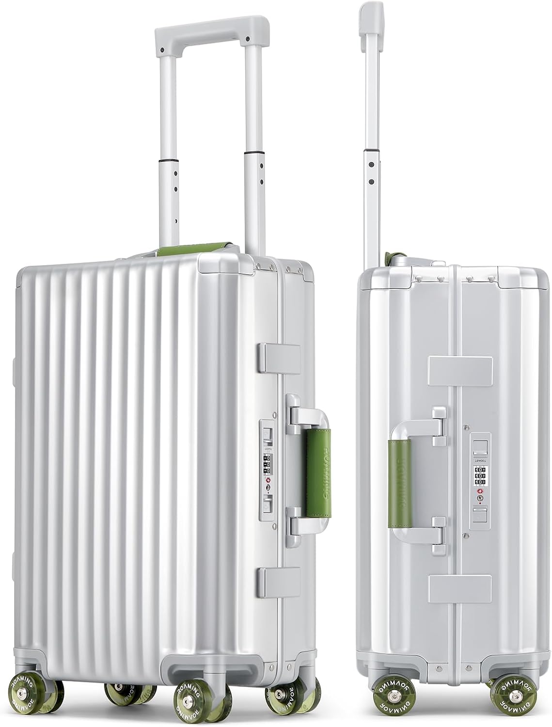 Roaming Carry on Luggage, 20 Inch Durable Aluminum Zipperless Luggage Airline Approved, Hardside Suitcase with TSA Lock USB Port and Spinner Wheels, Smart Organizational Pockets Maximize Packing Space