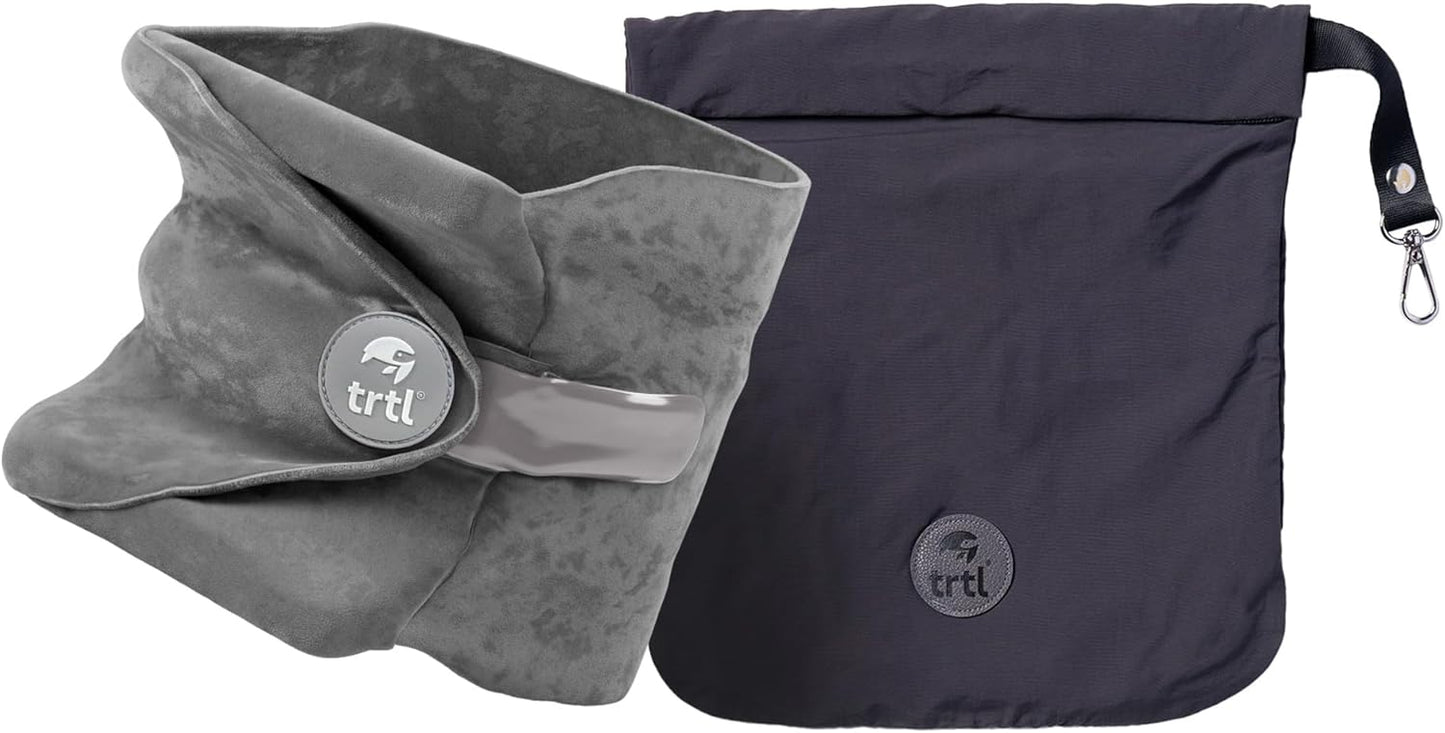 trtl Pillow - Scientifically Proven Super Soft Neck Support Travel Pillow - Machine Washable - Grey