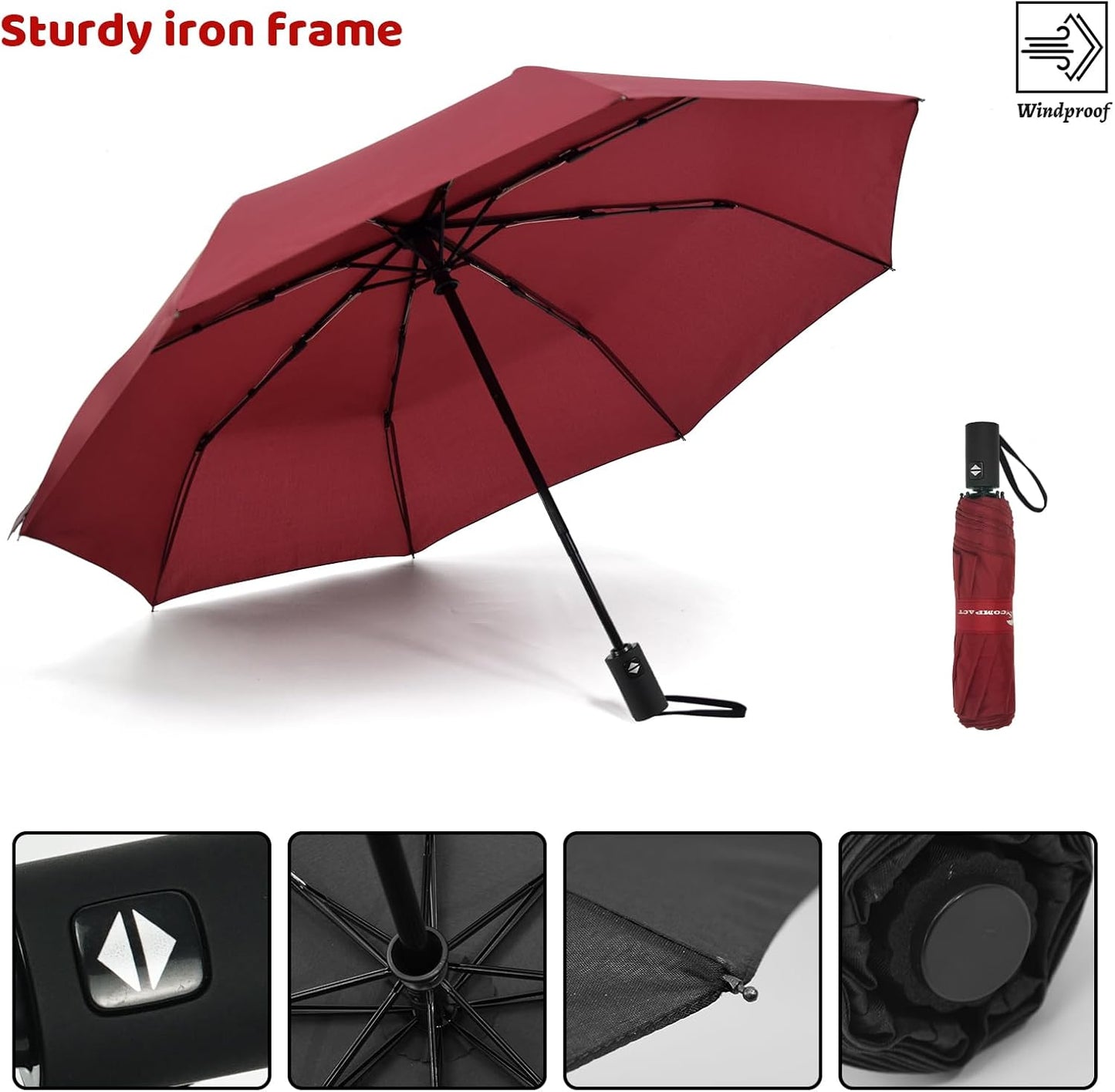 SY COMPACT Umbrella Automatic Travel Waterproof Light Folding Umbrellas Easy Carry for Women and Men