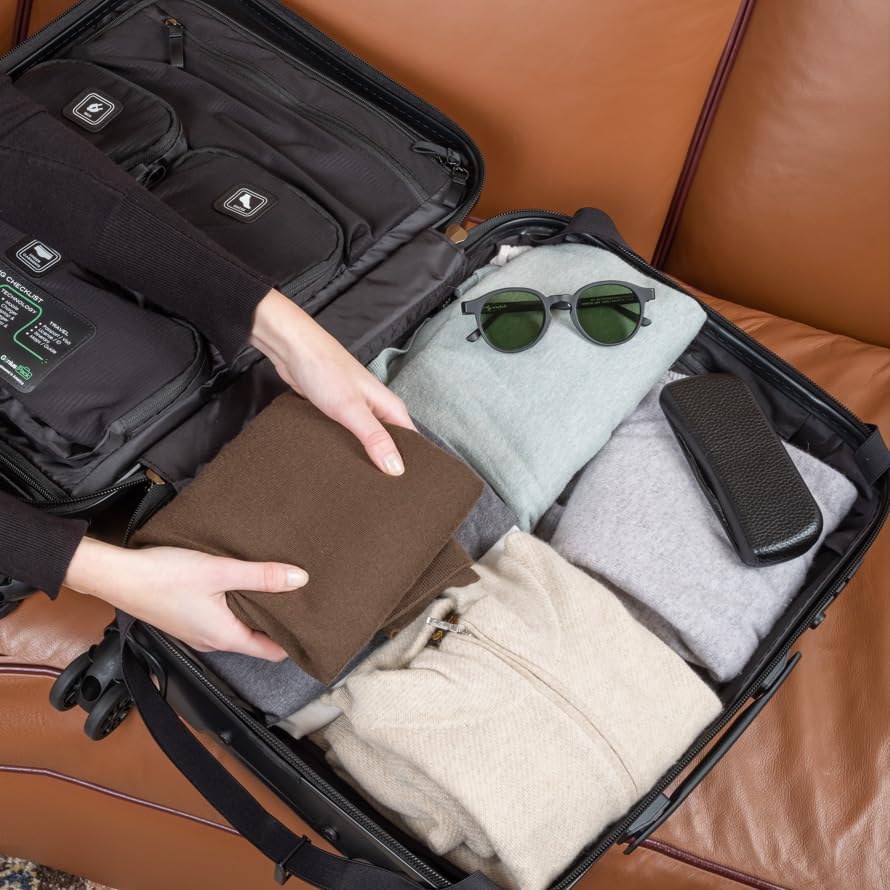 Genius Pack Expandable Hardside Carry On Luggage 22x14x9 Airline Approved Rolling Suitcase with Double Spinner Wheels, Ultra Light 21-Inch (Natural Beige)