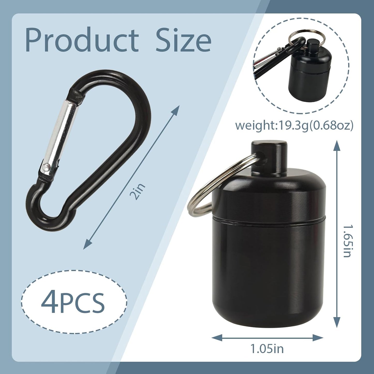 4-Pack Portable Earplug Keychain Case Waterproof Aluminum Travel Container for Jewelry, or Ear Plugs Sleek Black & Red Design (Black Red, Medium)