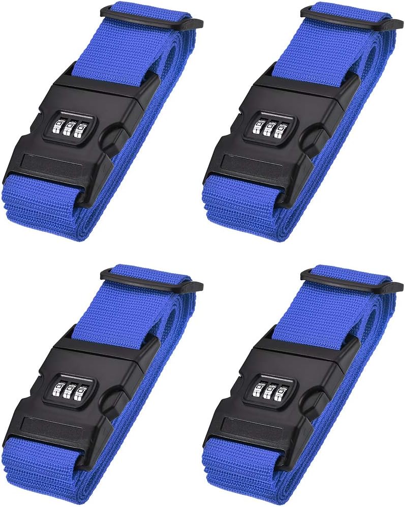 uxcell Luggage Straps Suitcase Belts with Buckle, Combination Lock, Adjustable Travel Packing Accessories