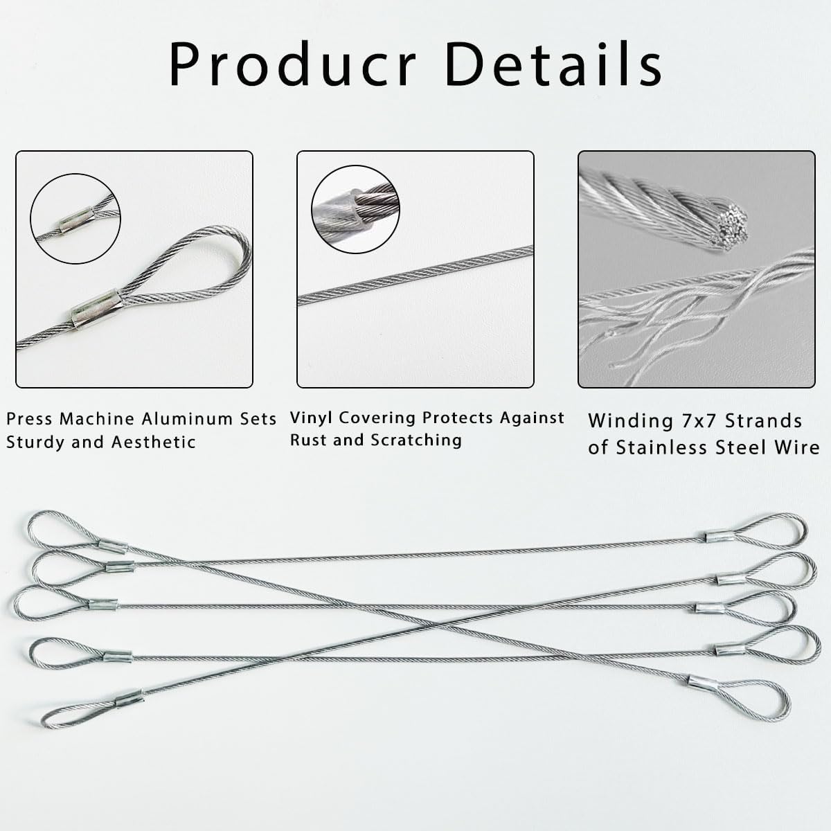 10 Pack Luggage Lock Safety Cable, Stainless Steel Cable with Loops, Stainless Steel Safety Cable, Safety Cable Lock, Braided Steel Coated Safety Cable Luggage Lock 2mm Thickness 12 inch Length