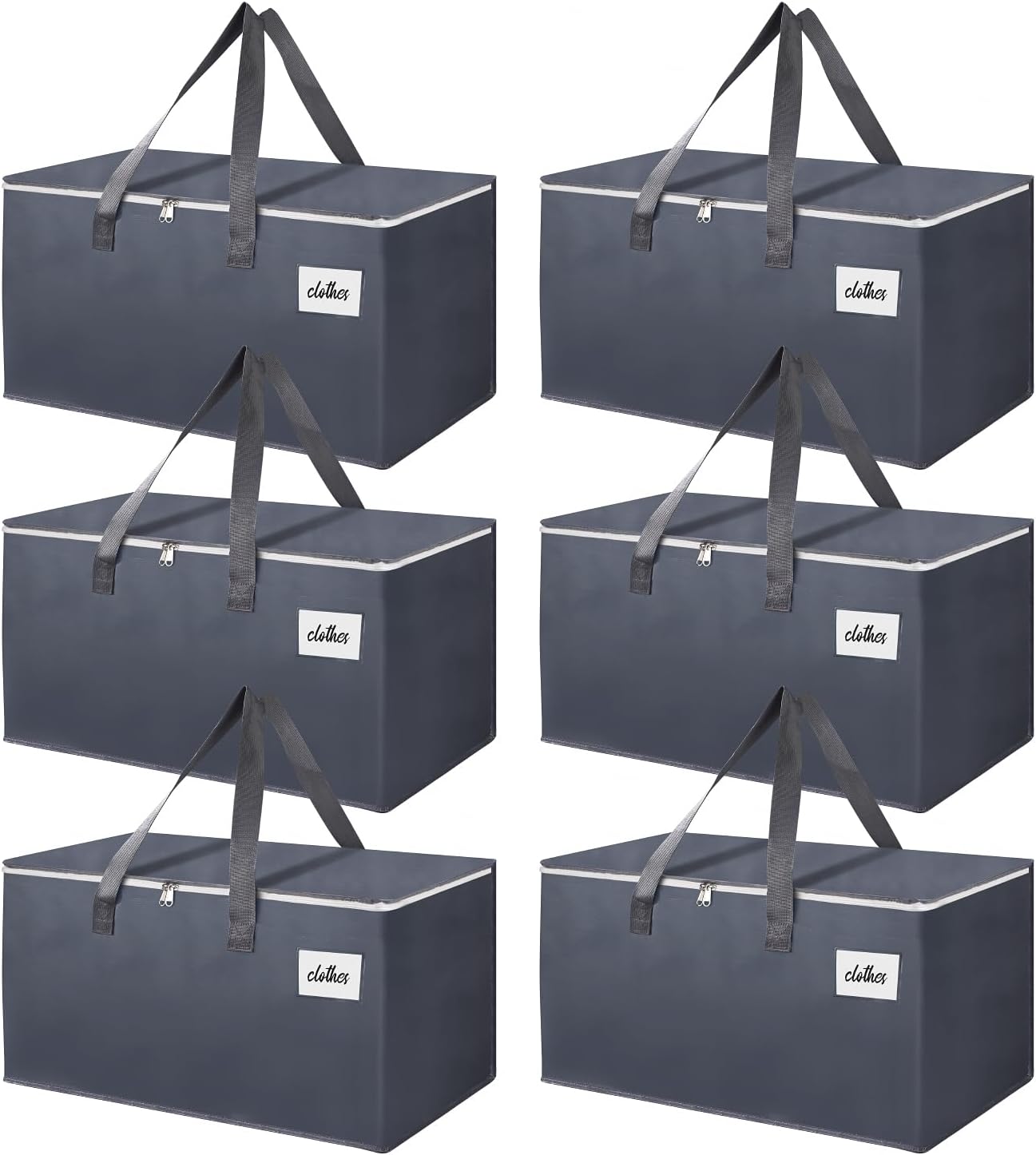 6 Pack Extra Large 93L Moving Bags, 60lb Heavy Duty Moving Totes with Triple-layered Thickening Technology, Strong Zippers & Handles, Easy Open Lids, Water-Resistant, Storage Totes, Fold Flat