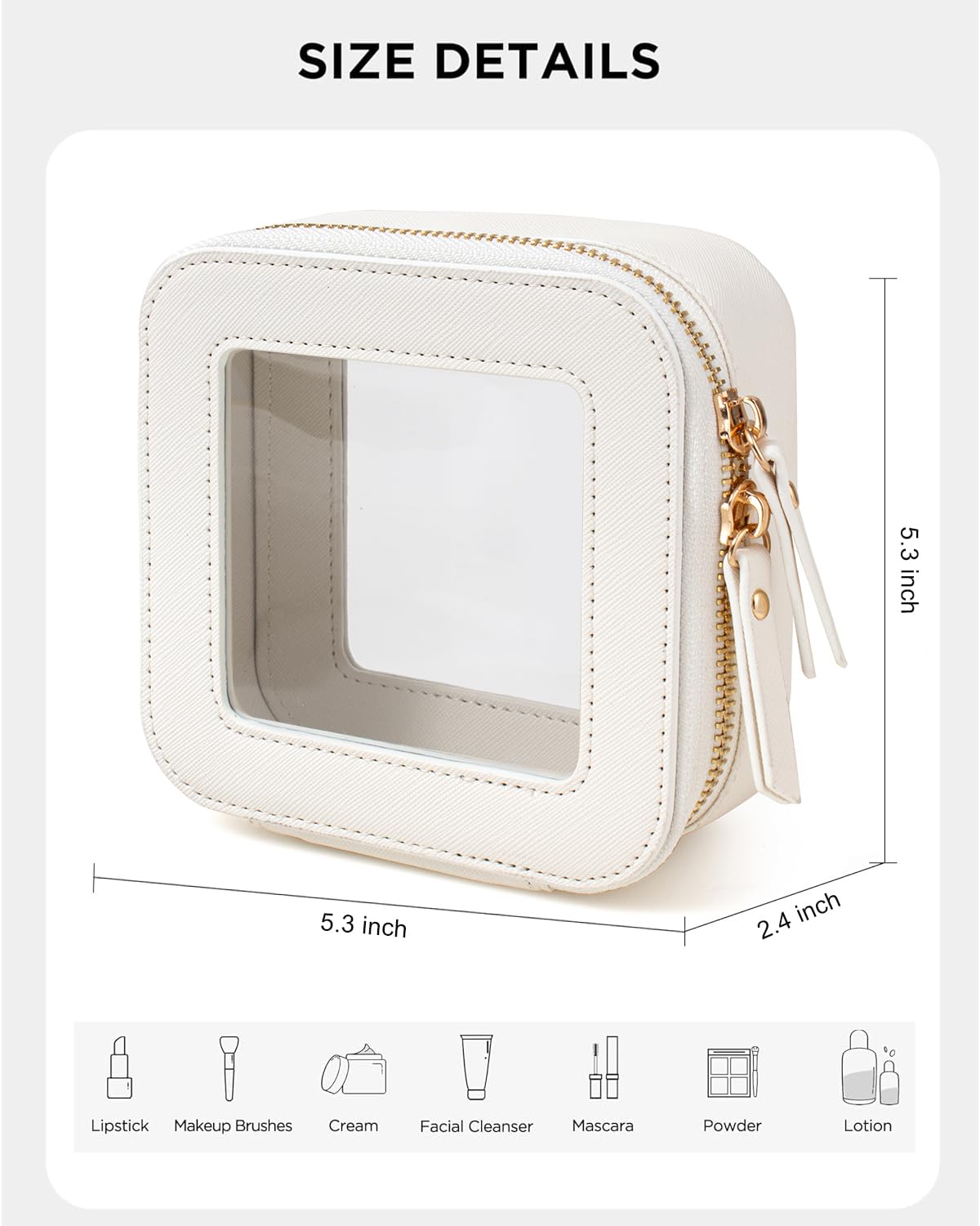LETGO Clear Makeup Bags Small, Small Clear Makeup Bag for Purse,Mini Makeup Pouch Purse Organizer Fit Carry-on Travel Essentials,Cute Cosmetic Bags for Car Accessories for Women (Mini-White)