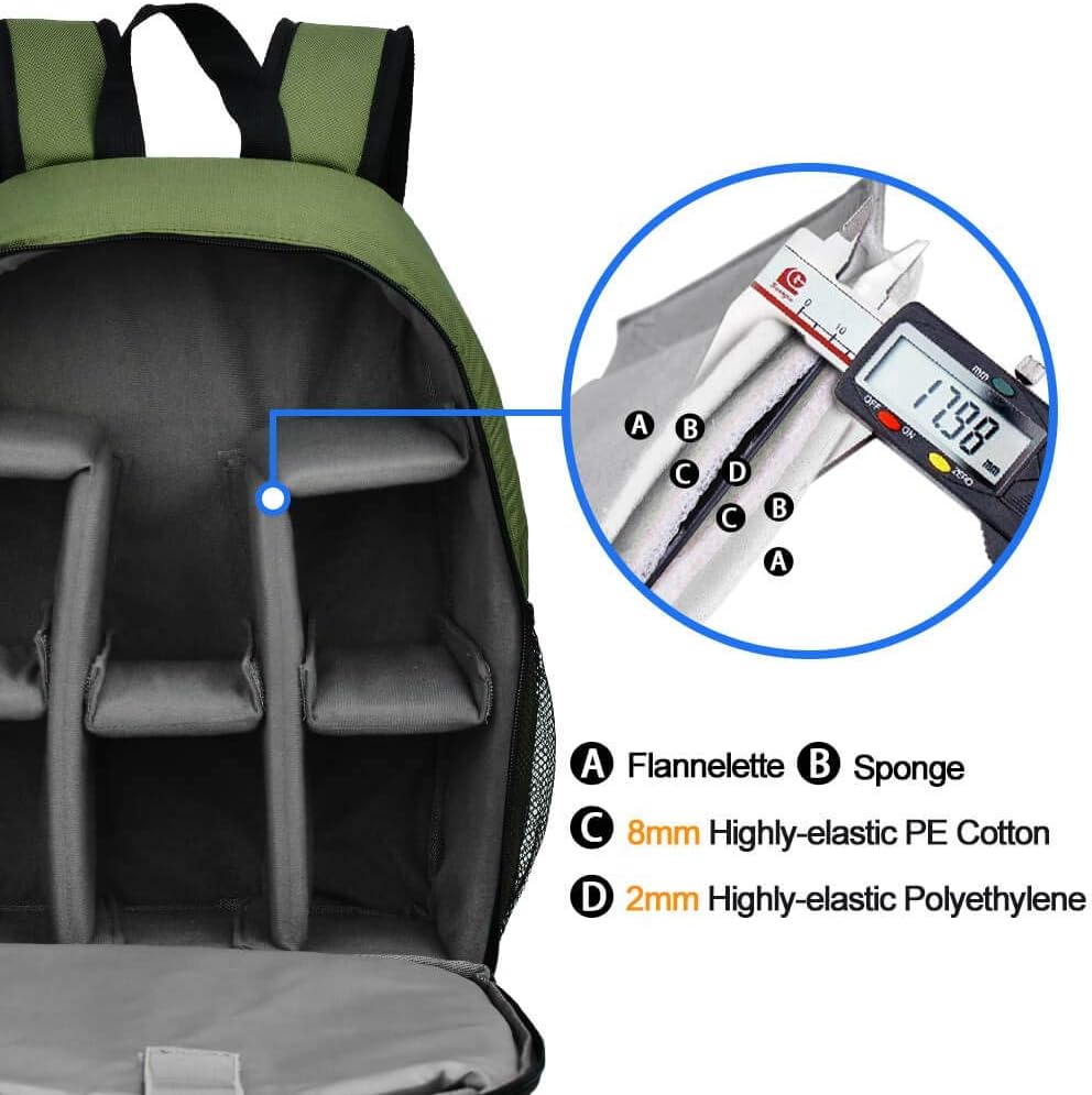 CADeN Camera Backpack Bag Professional for DSLR/SLR Mirrorless Camera Waterproof, Camera Case Compatible for Sony Canon Nikon Camera and Lens Tripod Accessories Green