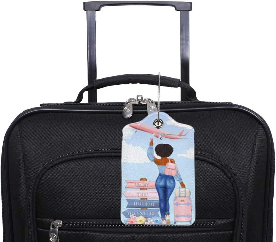 2 Pack Travel Luggage Tags for Suitcases Women Men Kids, Bag Tags for Leather Luggage with Waterproof Suitcase Tags Privacy Cover Name ID Label Steel Loop for Travel Bag Suitcase (Travel)