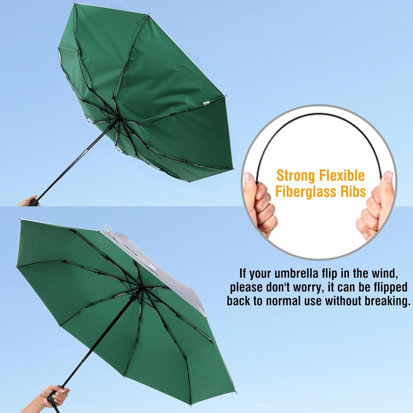 G4Free UPF 50+ UV Protection Large Travel Umbrella 42/46 Inch Auto Open Close Windproof Sun Blocking Umbrella