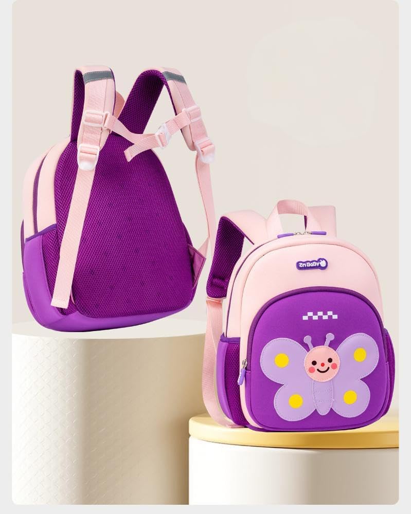 Padgene Toddler Harness Backpacks Safety Leash Kids Anti Lost Kindergarten Preschool Backpack Neoprene Lightweight Animal Schoolbag 3D Cartoon Butterfly Mini Travel Bag for Boys Girls Ages 3-5