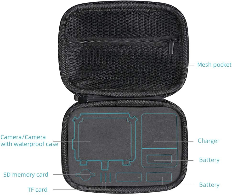 SUREWO Surface-Waterproof Carrying Case Compatible with GoPro Hero 13/12/11/10/9/8/7/(2018)/6/5 Black,DJI osmo action,AKASO/Campark/YI Action Camera and More