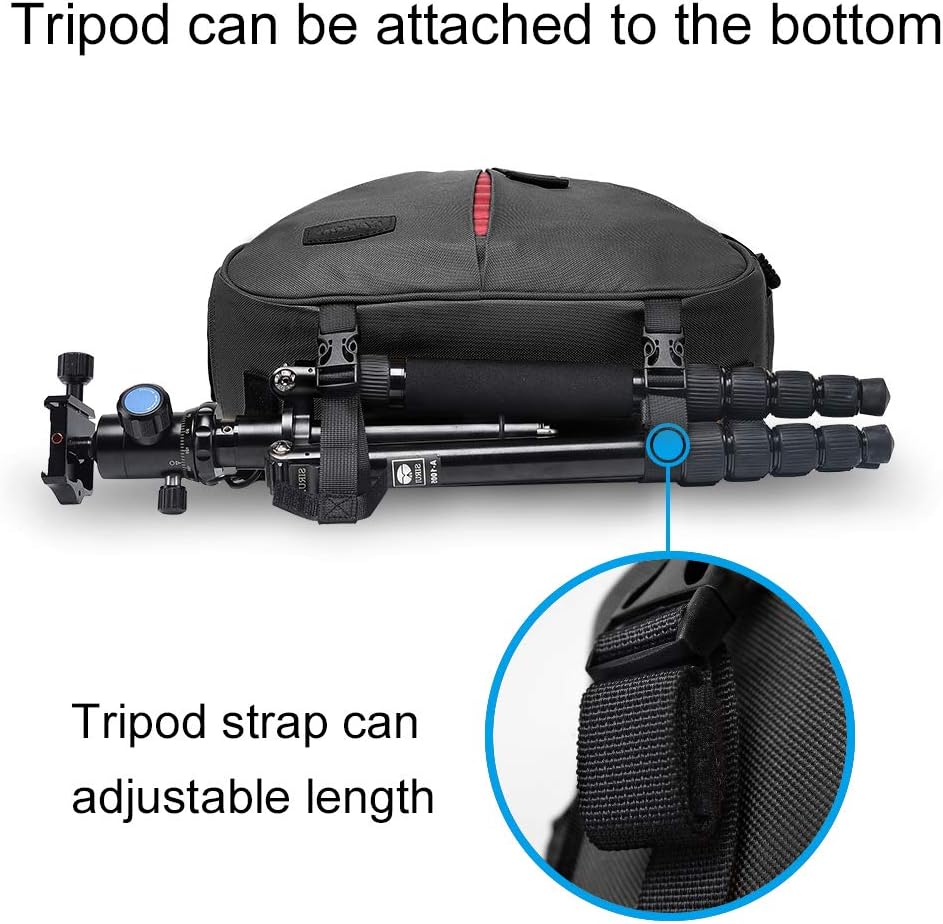 CADeN Camera Bag Sling Backpack Camera Case Waterproof with Rain Cover Tripod Holder, Compatible for DSLR/SLR Mirrorless Cameras (Canon Nikon Sony Pentax) and Accessories Black