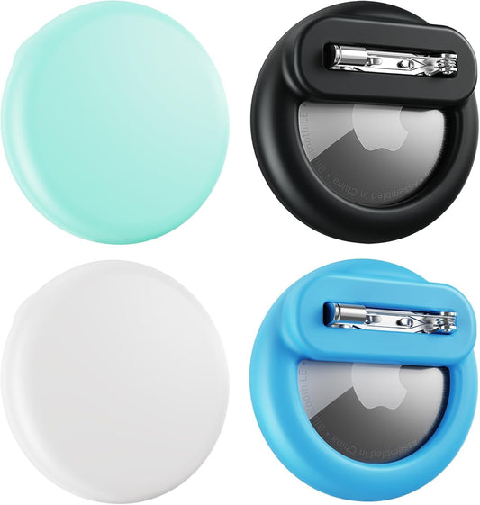 Compatible for Air Tags-4 Pack Apple Kids Hidden,for Kid, Elderly, Luggage, Clothing (Black Sky Blue White Mint Green)