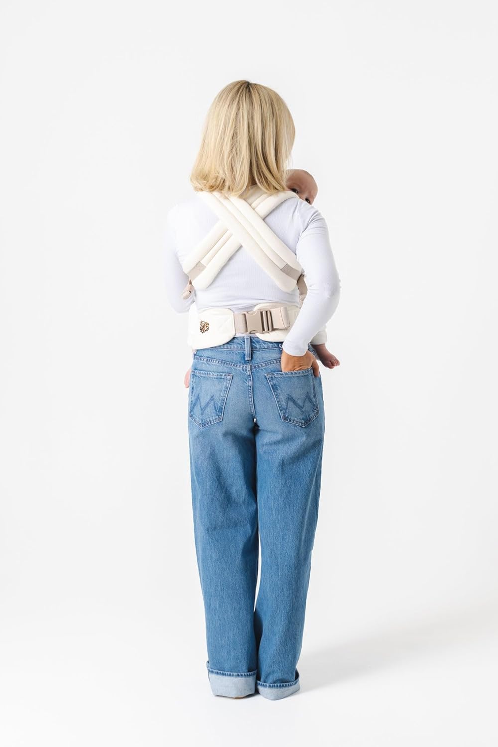 Mabē Monarch Ergonomic Baby Carrier – Premium Cotton Soft Structured Newborn to Toddler Carrier with Hip-Healthy Design, 3 Carry Positions (7-35lbs), Lightweight & Breathable, (Ivory)