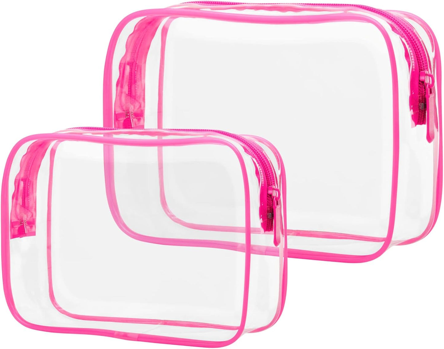 PACKISM Valentines Day Gifts for Him Her - Clear Makeup Bag, 2 Pack TSA Approved Toiletry Bag Quart Size Bag, Travel Makeup Cosmetic Bag for Women Clear Toiletry Bag, Rose Red