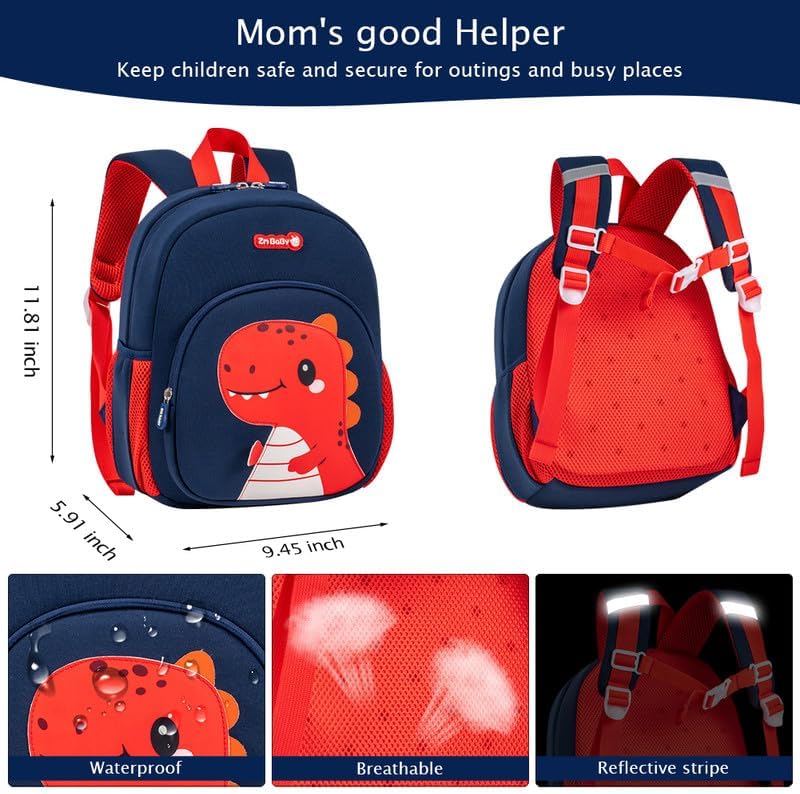 Padgene Toddler Backpacks Kids Preschool Backpack Waterproof Neoprene Animal Schoolbag Lunch backpack 3D Cartoon Mini Travel Bag for Boys Girls Ages 3-5