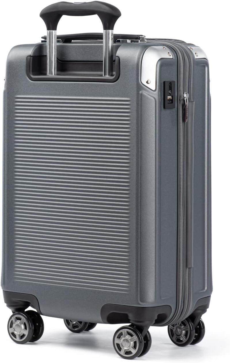 Travelpro Platinum Elite Hardside Expandable Carry on Luggage, 8 Wheel Spinner, TSA Lock, Hard Shell Polycarbonate Suitcase, Vintage Grey, Carry on Laptop Pocket 21-Inch