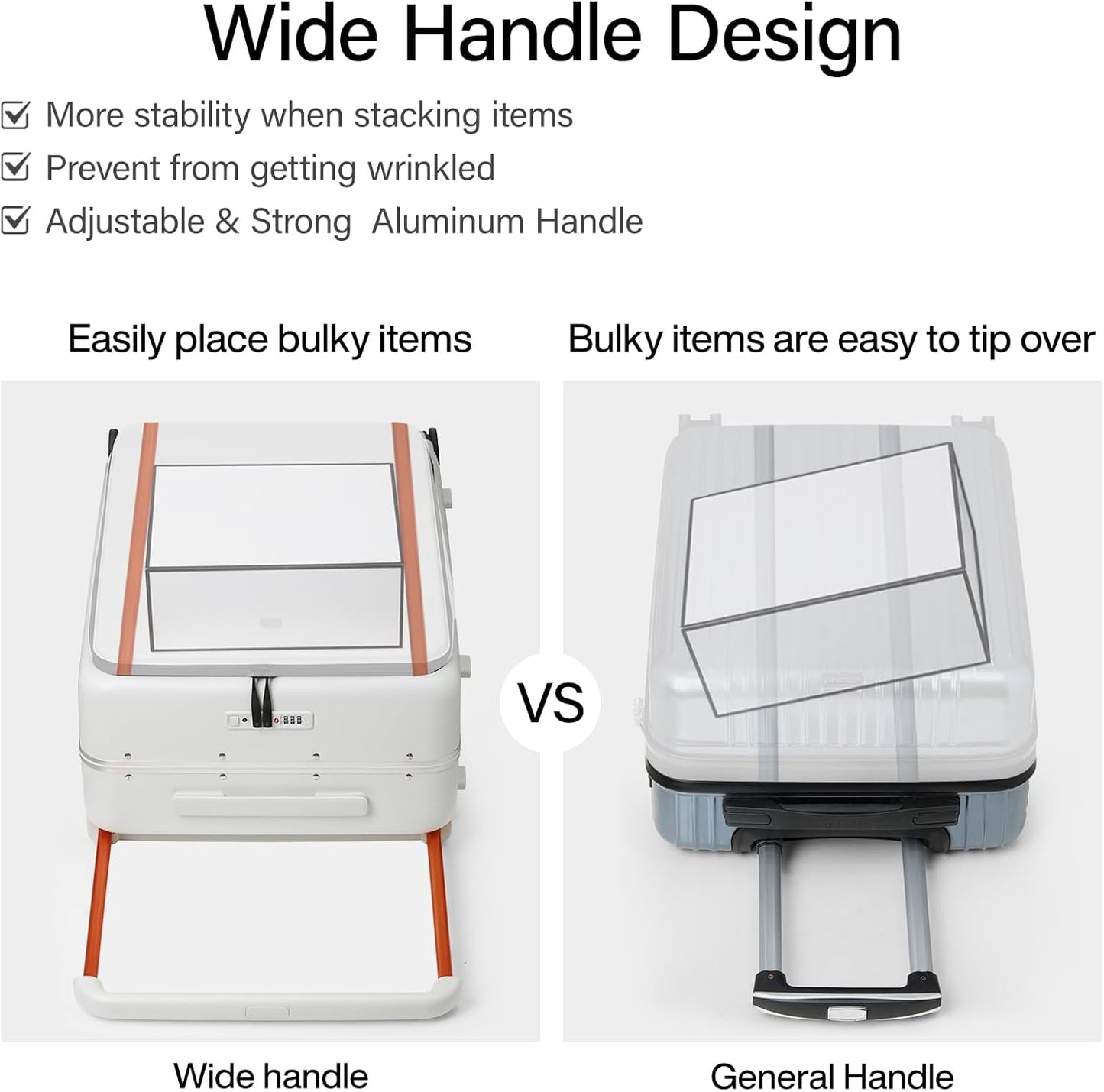 Hanke Top Opening 24 Inch Luggage with Spinner Wheels, Aluminum Frame All-PC Hard Shell Medium Suitcase, Zipperless Trunk Wide Handle Luggage, TSA Checked-Medium(Grey, 69L)