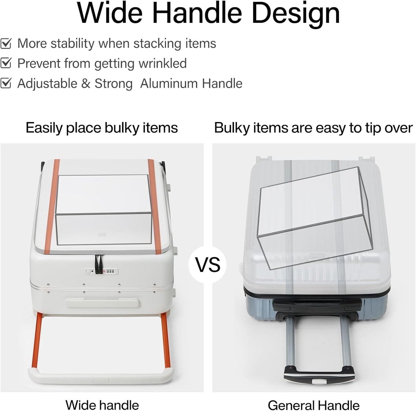 Hanke Top Opening Carry On Luggage, 20 Inch Zipperless Aluminum Frame Wide Handle Luggage, All-PC Hard Shell Trunk Suitcase with Spinner Wheels, TSA Airline Approved (Smoke White, 40L)