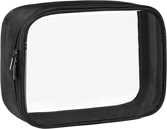 Moyad TSA Approved Clear Toiletry Bag, 1 Pack Quart Size 3-1-1 Liquids Pouch for Travel, Transparent Makeup & Cosmetic Organizer for Women Men, Black