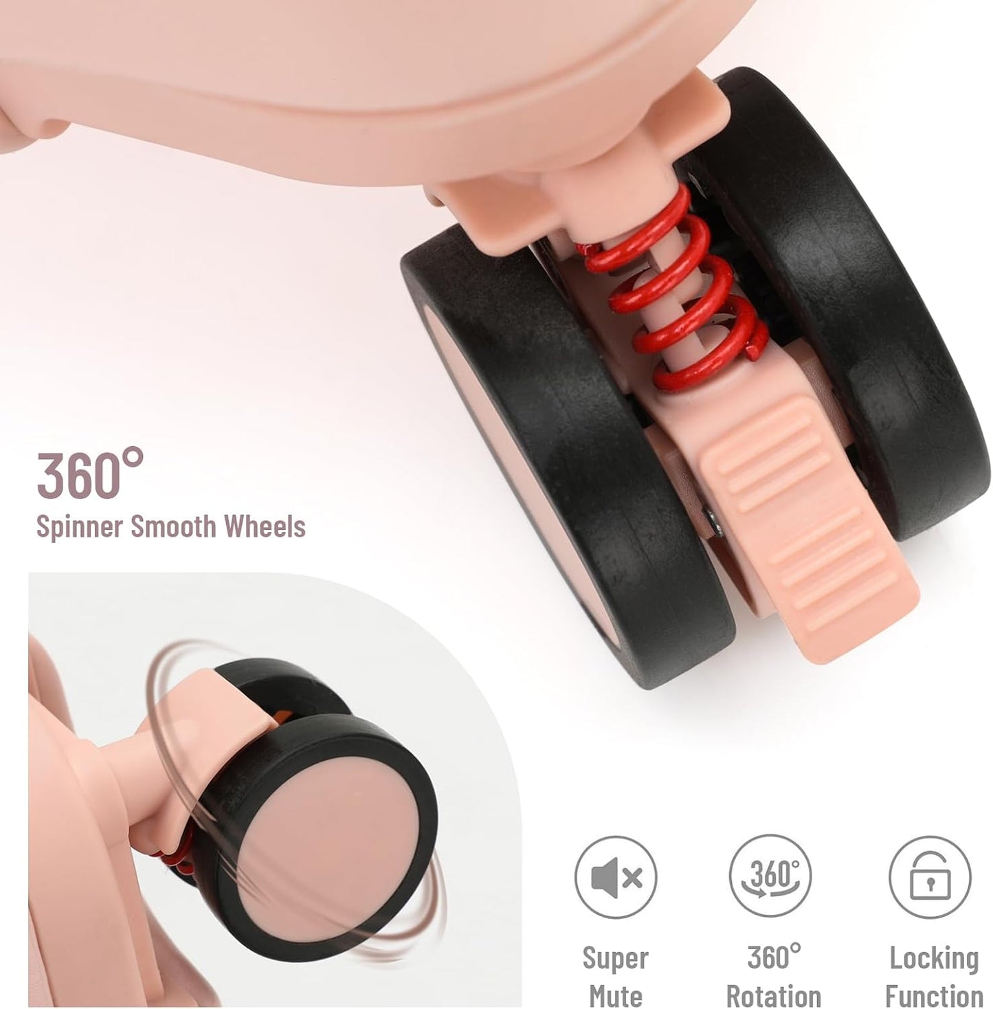 20 Inch Carry On TSA Lock Luggage for Kids& Adult,Lockable Spinner Wheels Free Luggage Cover and Safety Seatbelt Travel Suitcase (Carry-On TSA Luggage with Child Seat Pink)