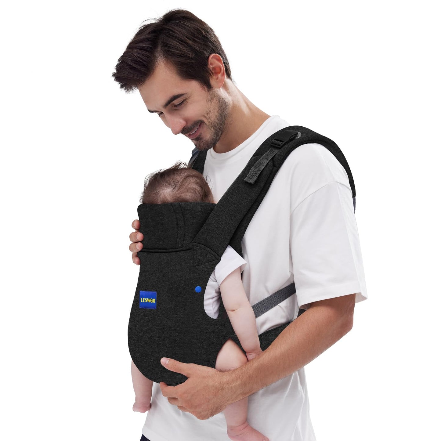 Baby Carrier Newborn to Toddler,Newborn Carrier(7-25lbs) with Head Support, Cozy Baby Wrap Carrier, with Hook&Loop for Easily Adjustable, Soft Fabric (Breathable Black) (All-Black)
