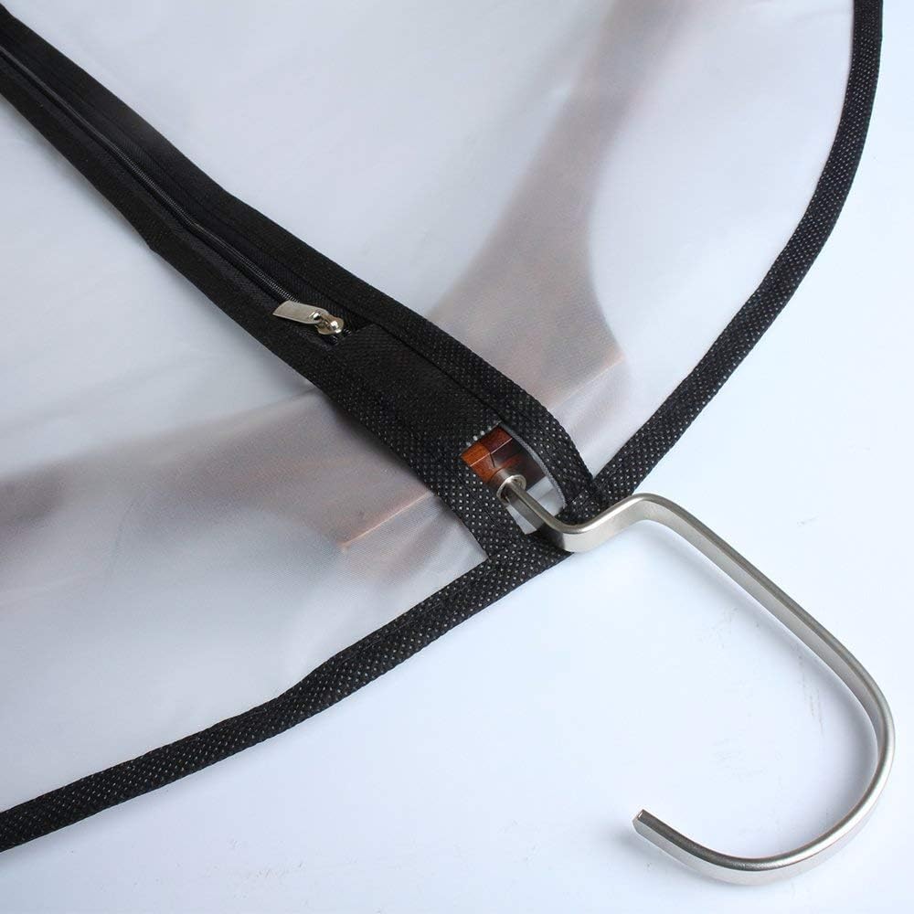 Garment Bag (Set of 6) Plastic Garment Bags with Zipper Hanging Clothes Cover Dress Bag for Suits, Coats Closet (24'' x 40'', Black)