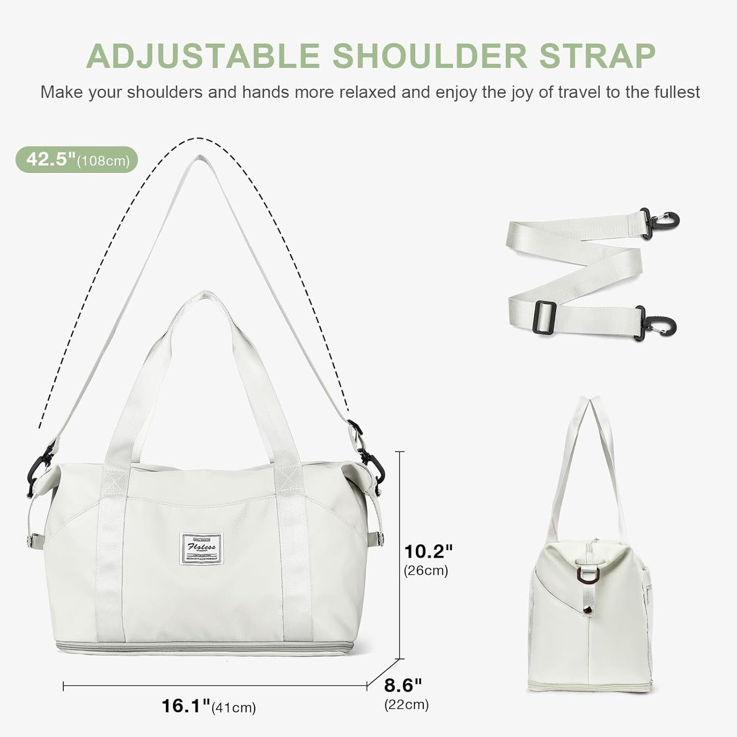 Travel Duffel Bag, Sports Tote Gym Bag, Shoulder Weekender Overnight Bag for Women