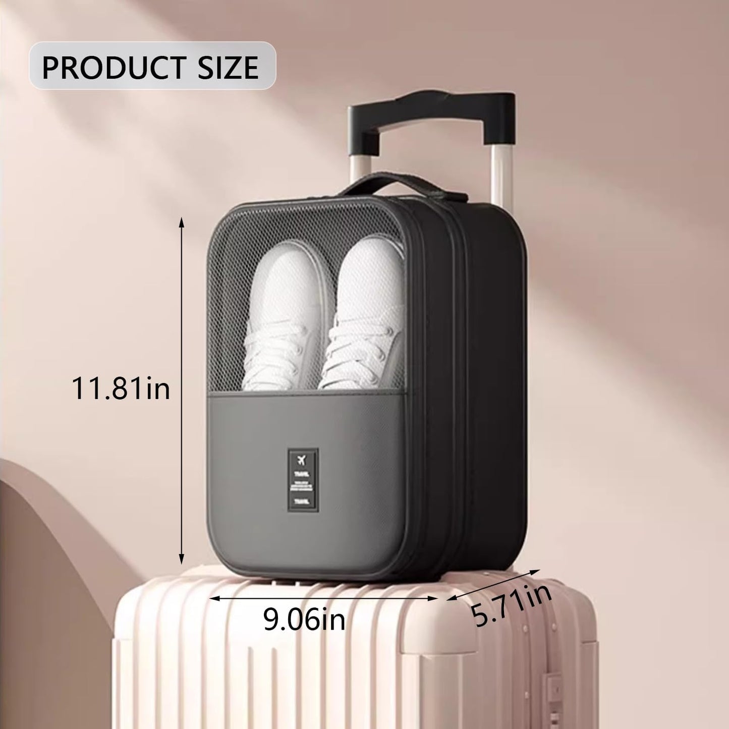 Resdenio 2 Pack Shoe Bags for Travel - Holds 3 Pair of Shoes, Portable Shoes Storage Bag Organizer, Travel Luggage Shoe Organizer for Women and Teenager (Black)